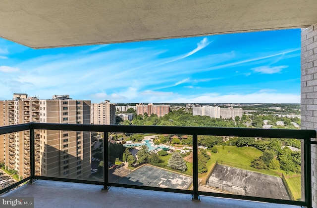 balcony with a view of city