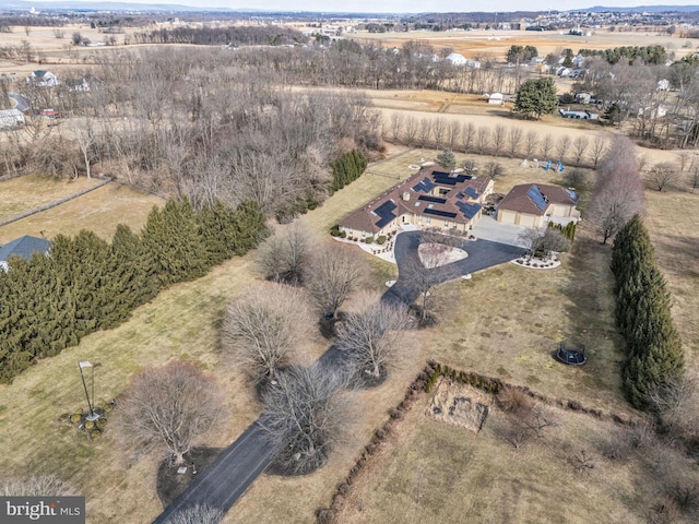 drone / aerial view with a rural view