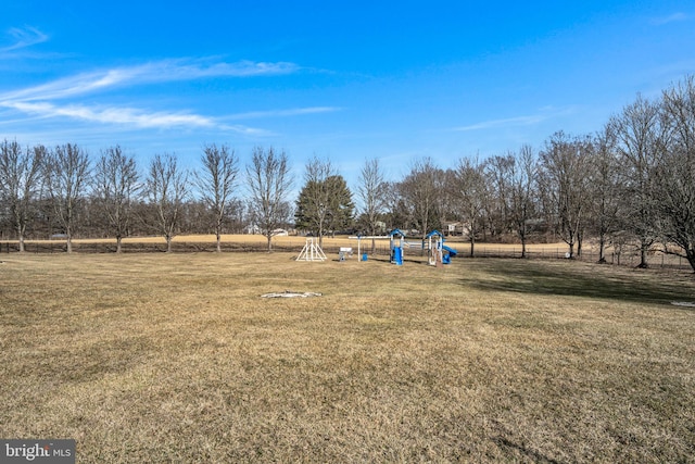 view of yard featuring playground community