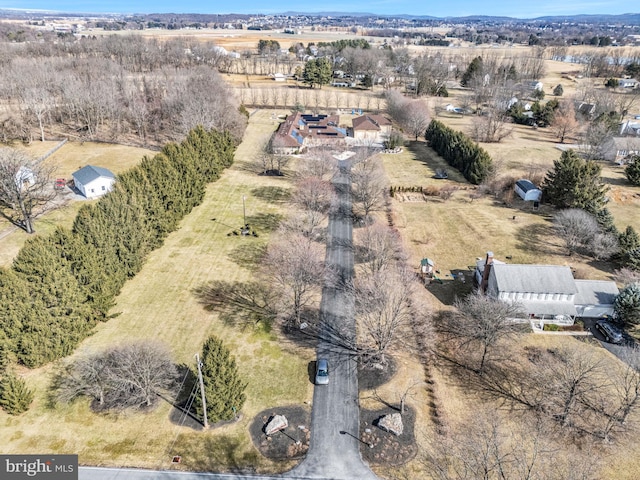 drone / aerial view with a rural view