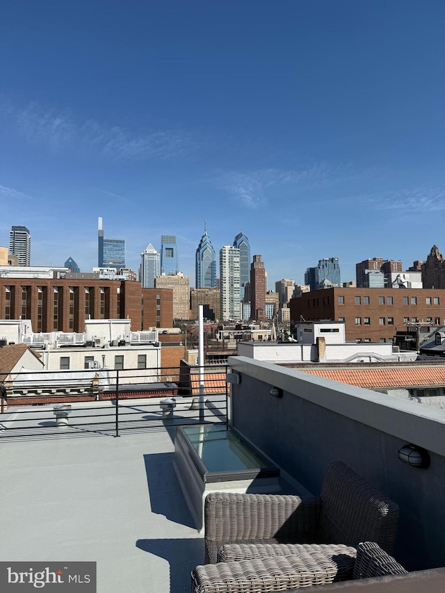 view of patio with a view of city