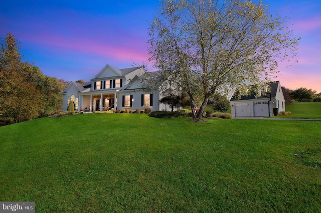 exterior space featuring a porch and a front lawn