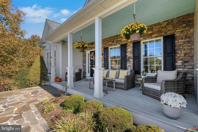 wooden terrace with covered porch