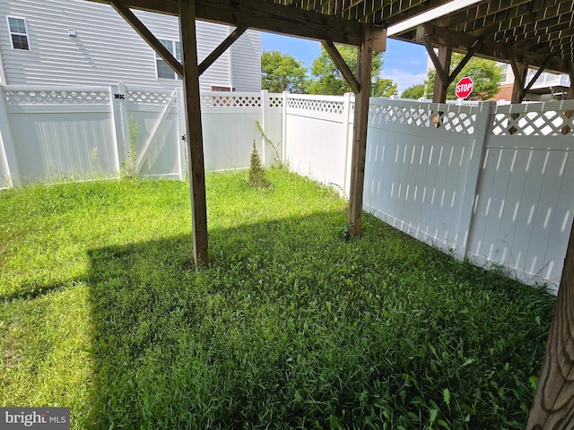 view of yard featuring a fenced backyard