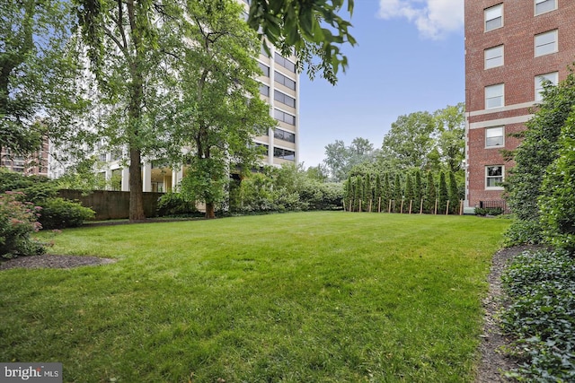 view of yard featuring fence