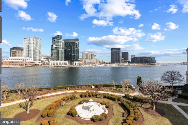 property view of water featuring a city view