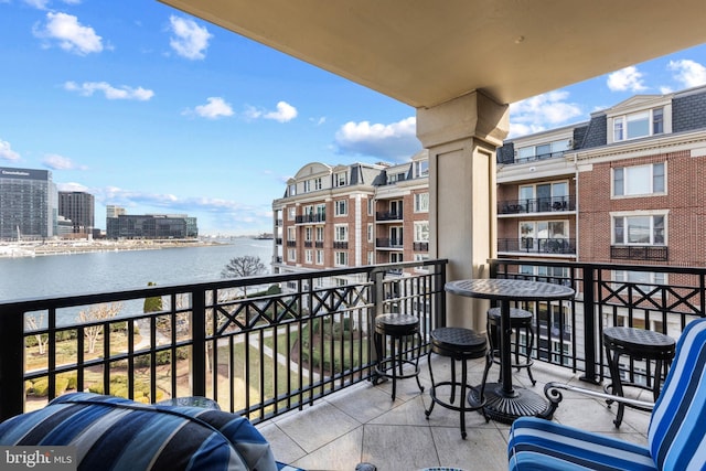 balcony with a water view