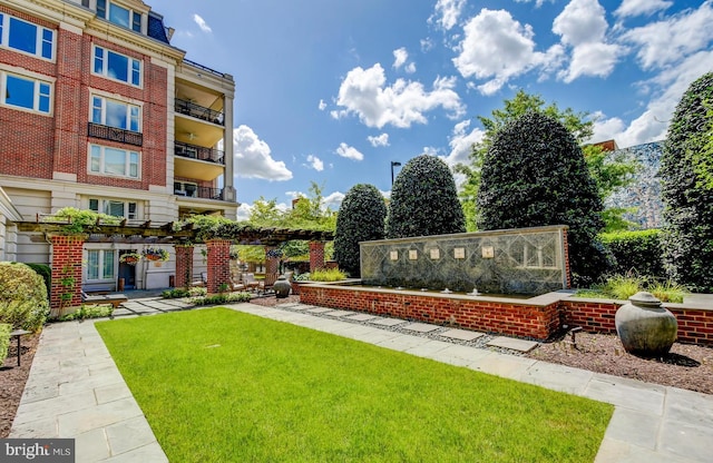 exterior space with a lawn