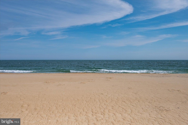 property view of water featuring a beach view