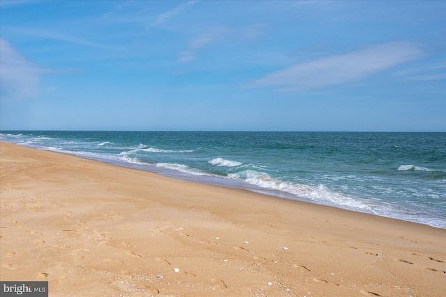 property view of water featuring a beach view