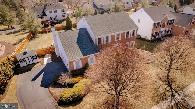 bird's eye view with a residential view