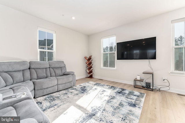 153 Glory Maple Ln, Downingtown, PA 19335 - living room with visible vents, recessed lighting, baseboards, and wood finished floors