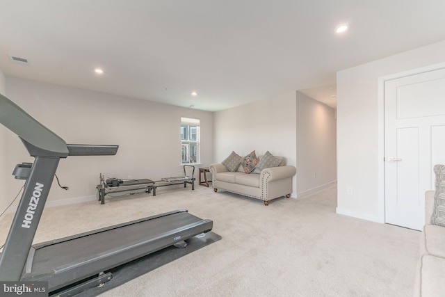 153 Glory Maple Ln, Downingtown, PA 19335 - workout area with visible vents, recessed lighting, baseboards, and carpet
