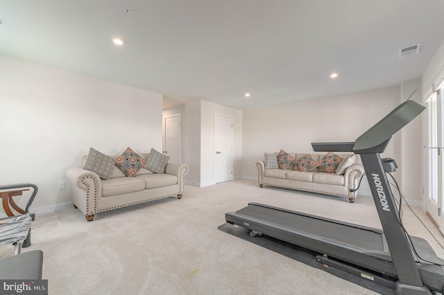 153 Glory Maple Ln, Downingtown, PA 19335 - workout room with recessed lighting, visible vents, carpet floors, and baseboards