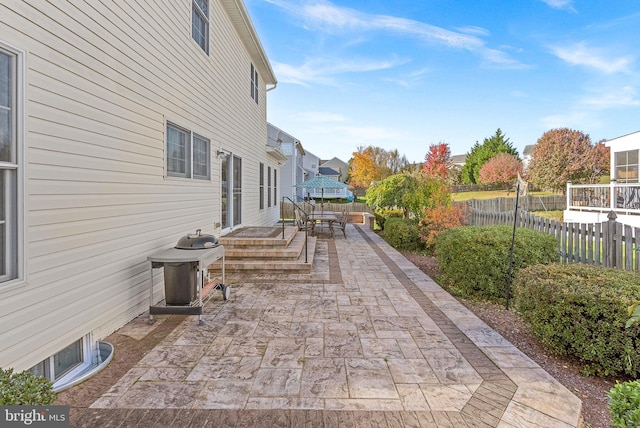 view of patio featuring outdoor dining area and a fenced backyard