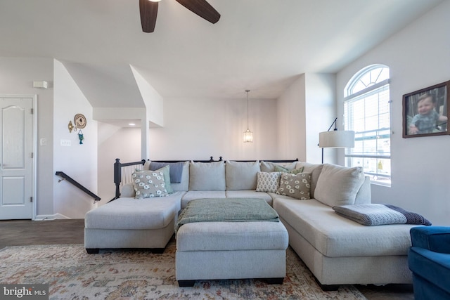 living area featuring wood finished floors