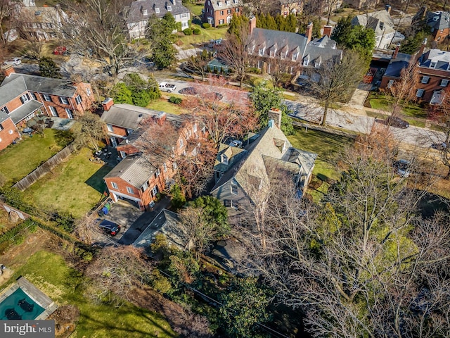 aerial view featuring a residential view