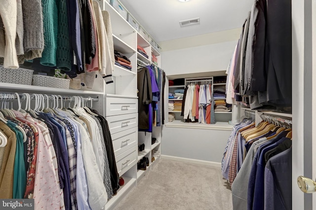 spacious closet with carpet and visible vents