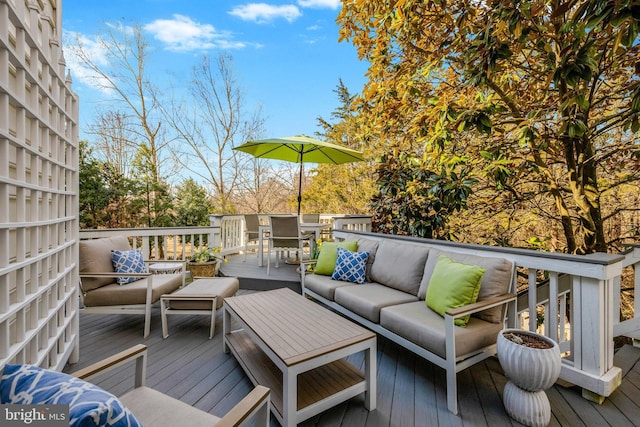 deck featuring an outdoor hangout area