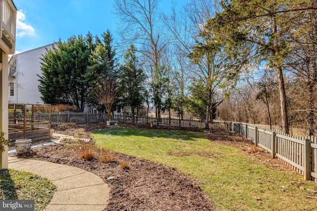 view of yard featuring a fenced backyard