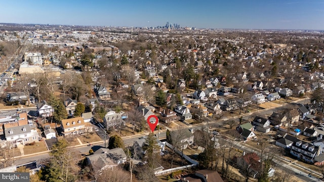 bird's eye view with a residential view