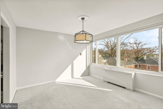 unfurnished dining area with carpet flooring, a wealth of natural light, and baseboards