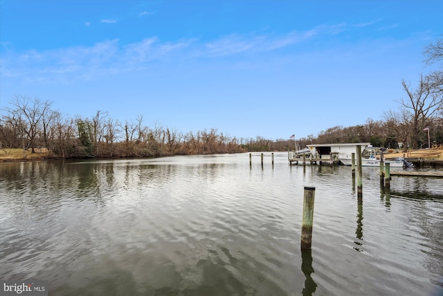 view of dock featuring a water view