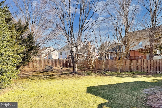 view of yard featuring fence private yard