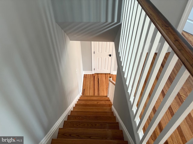 stairs with wood finished floors