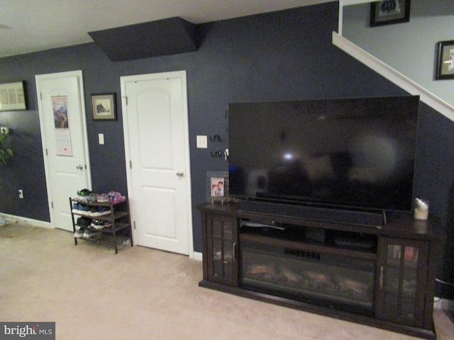 living room with carpet floors