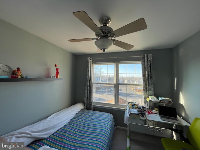 bedroom featuring ceiling fan