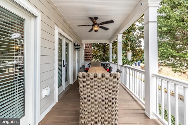 deck featuring ceiling fan