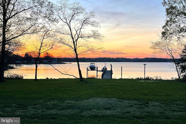 view of water feature with a boat dock