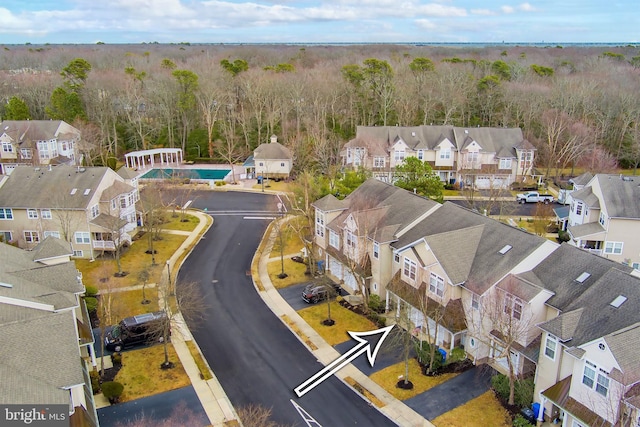 drone / aerial view with a residential view