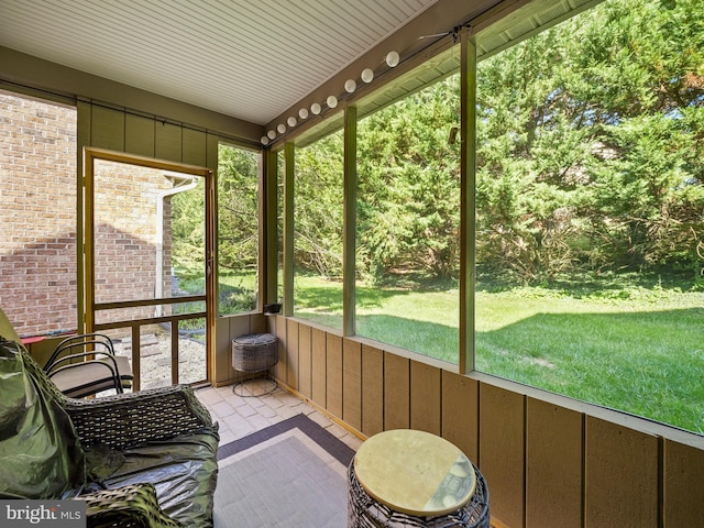 view of unfurnished sunroom