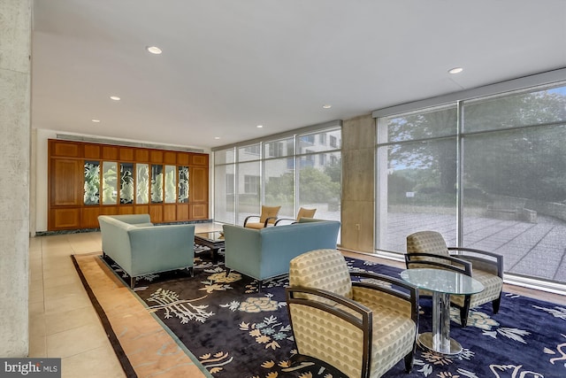 interior space with recessed lighting and a healthy amount of sunlight