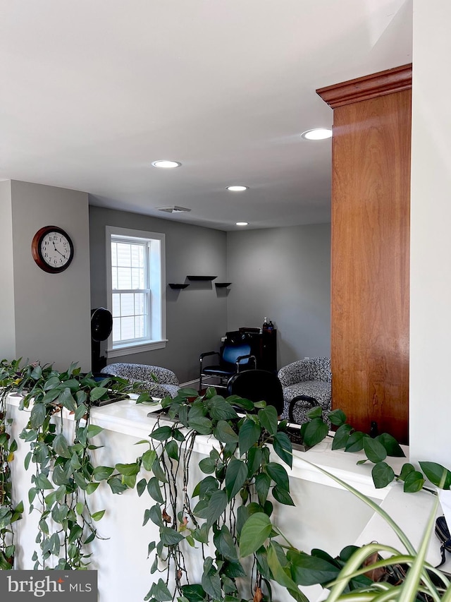 miscellaneous room featuring visible vents and recessed lighting