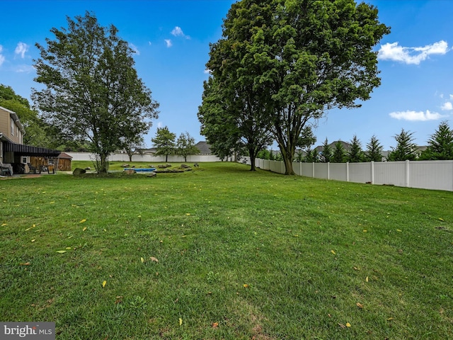 view of yard featuring a fenced backyard