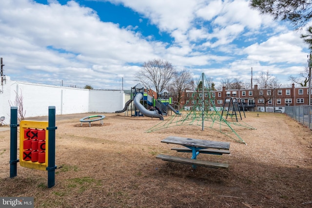 communal playground with fence