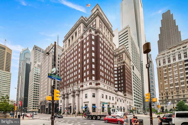 view of building exterior featuring a view of city