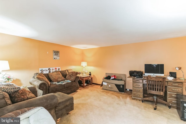 living room with light carpet