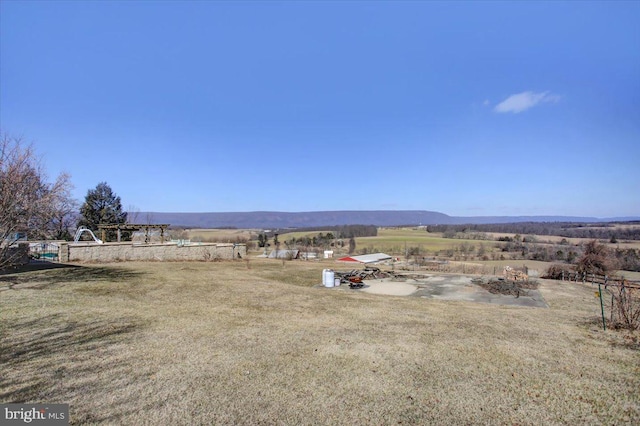 view of yard with a rural view