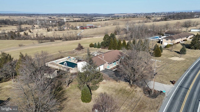 bird's eye view featuring a rural view