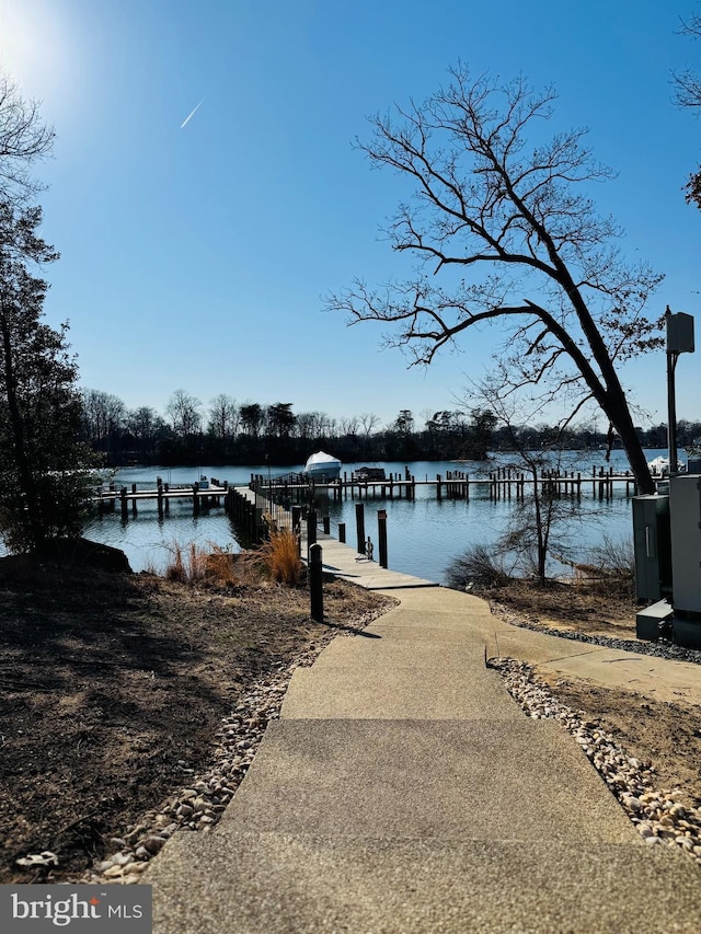 dock area featuring a water view