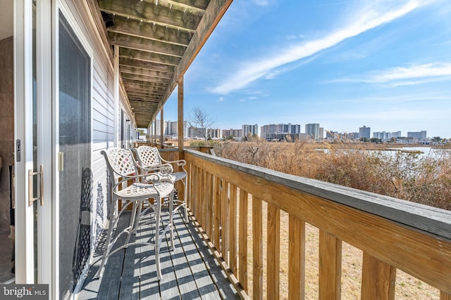 balcony featuring a view of city