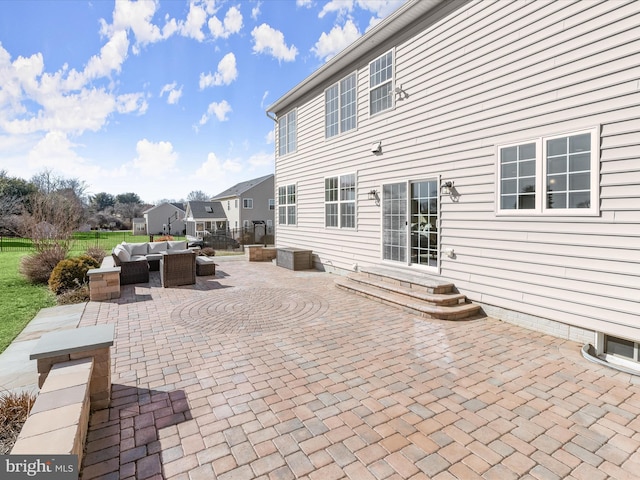 view of patio with entry steps and an outdoor living space