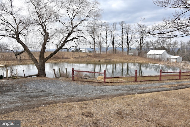 view of yard with a water view