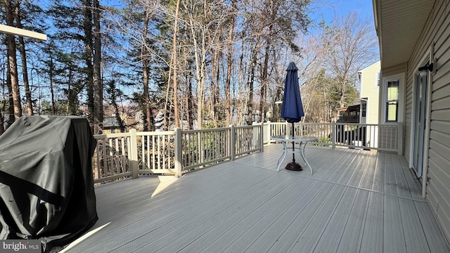 deck featuring area for grilling