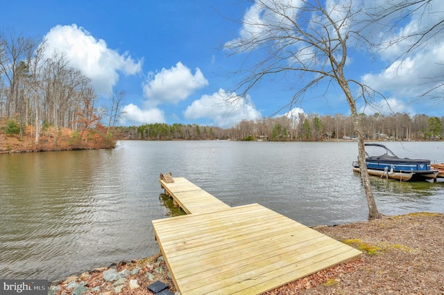 view of dock featuring a water view