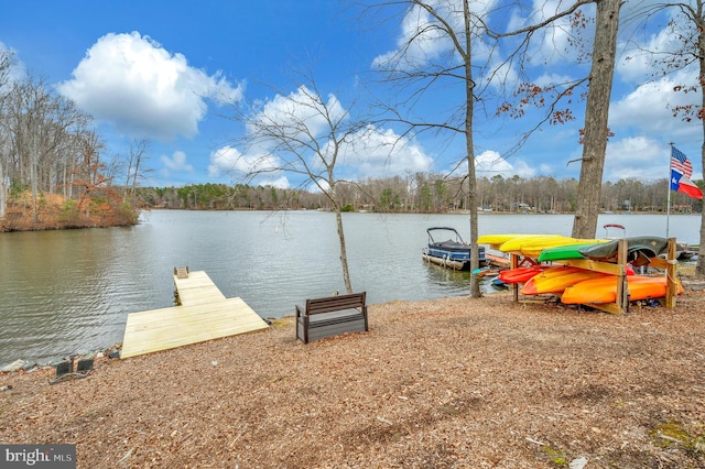 dock area featuring a water view